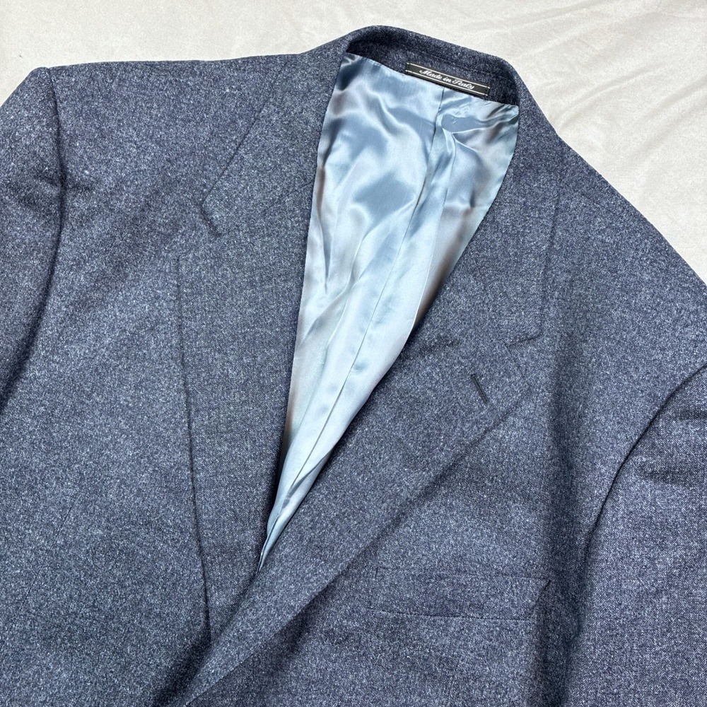 Zanella Sport Coat 46R Blue Textured Wool Super 110s Blazer Luxury Italy